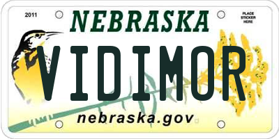 NE license plate VIDIMOR