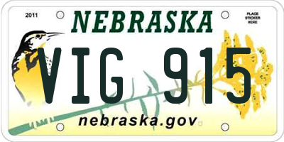 NE license plate VIG915