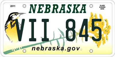 NE license plate VII845