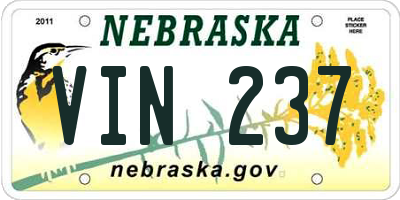 NE license plate VIN237