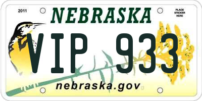 NE license plate VIP933