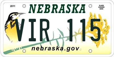 NE license plate VIR115