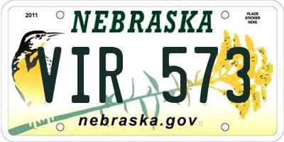 NE license plate VIR573