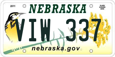 NE license plate VIW337