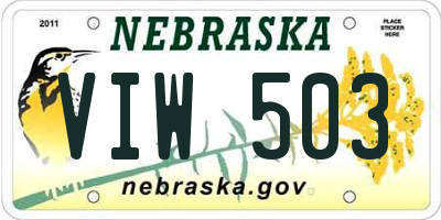 NE license plate VIW503
