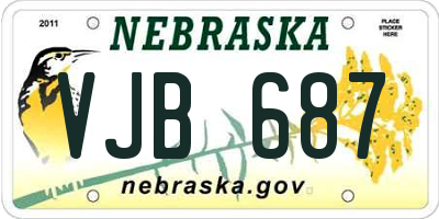 NE license plate VJB687