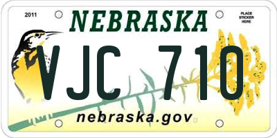NE license plate VJC710