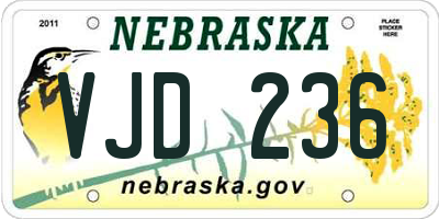 NE license plate VJD236