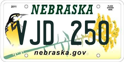 NE license plate VJD250