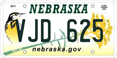 NE license plate VJD625