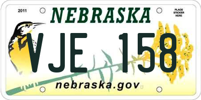 NE license plate VJE158