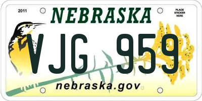 NE license plate VJG959