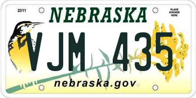 NE license plate VJM435