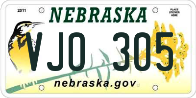 NE license plate VJO305