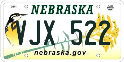 NE license plate VJX522