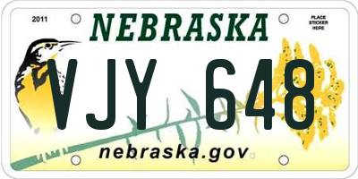 NE license plate VJY648