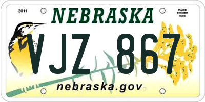 NE license plate VJZ867