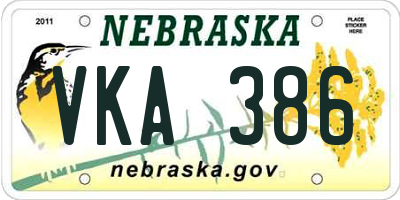NE license plate VKA386