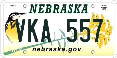NE license plate VKA557