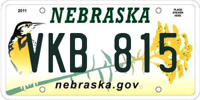 NE license plate VKB815
