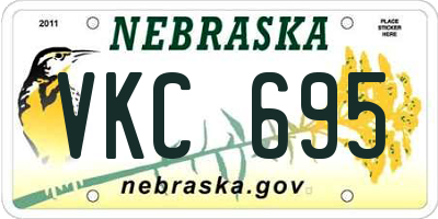 NE license plate VKC695