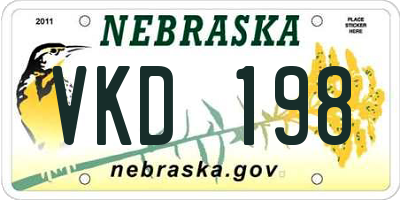 NE license plate VKD198