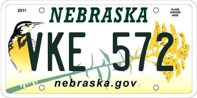 NE license plate VKE572