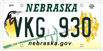 NE license plate VKG930