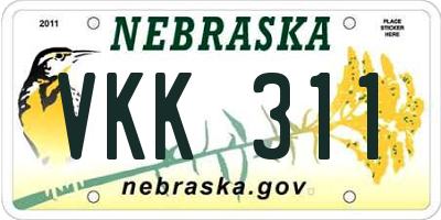 NE license plate VKK311