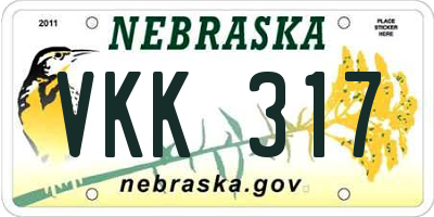 NE license plate VKK317