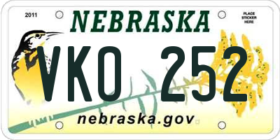 NE license plate VKO252