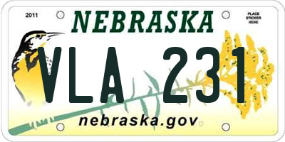 NE license plate VLA231