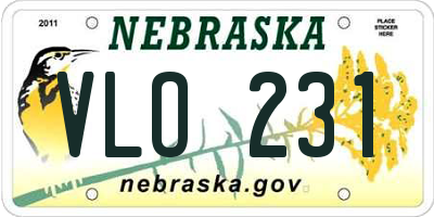 NE license plate VLO231