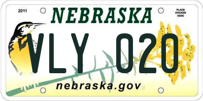 NE license plate VLY020