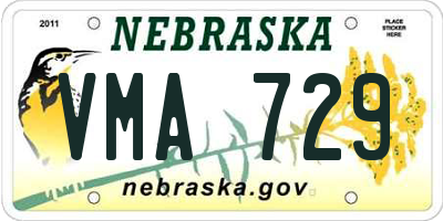 NE license plate VMA729