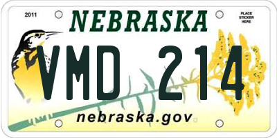 NE license plate VMD214