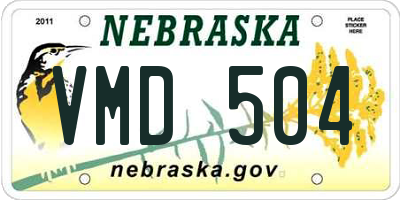 NE license plate VMD504