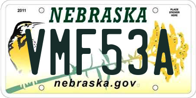 NE license plate VMF53A