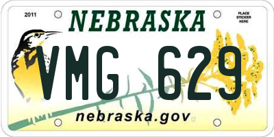 NE license plate VMG629