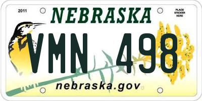 NE license plate VMN498