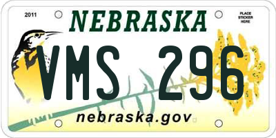 NE license plate VMS296