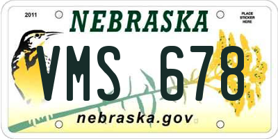 NE license plate VMS678