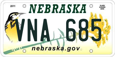 NE license plate VNA685