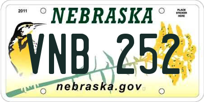 NE license plate VNB252