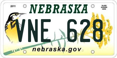 NE license plate VNE628