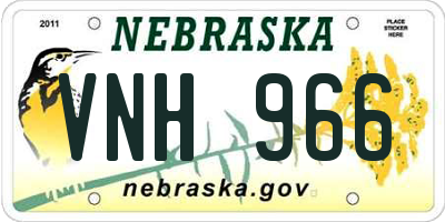 NE license plate VNH966