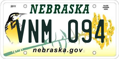 NE license plate VNM094