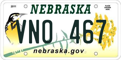 NE license plate VNO467