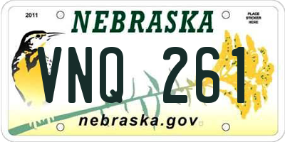 NE license plate VNQ261