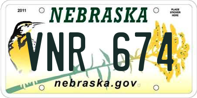 NE license plate VNR674